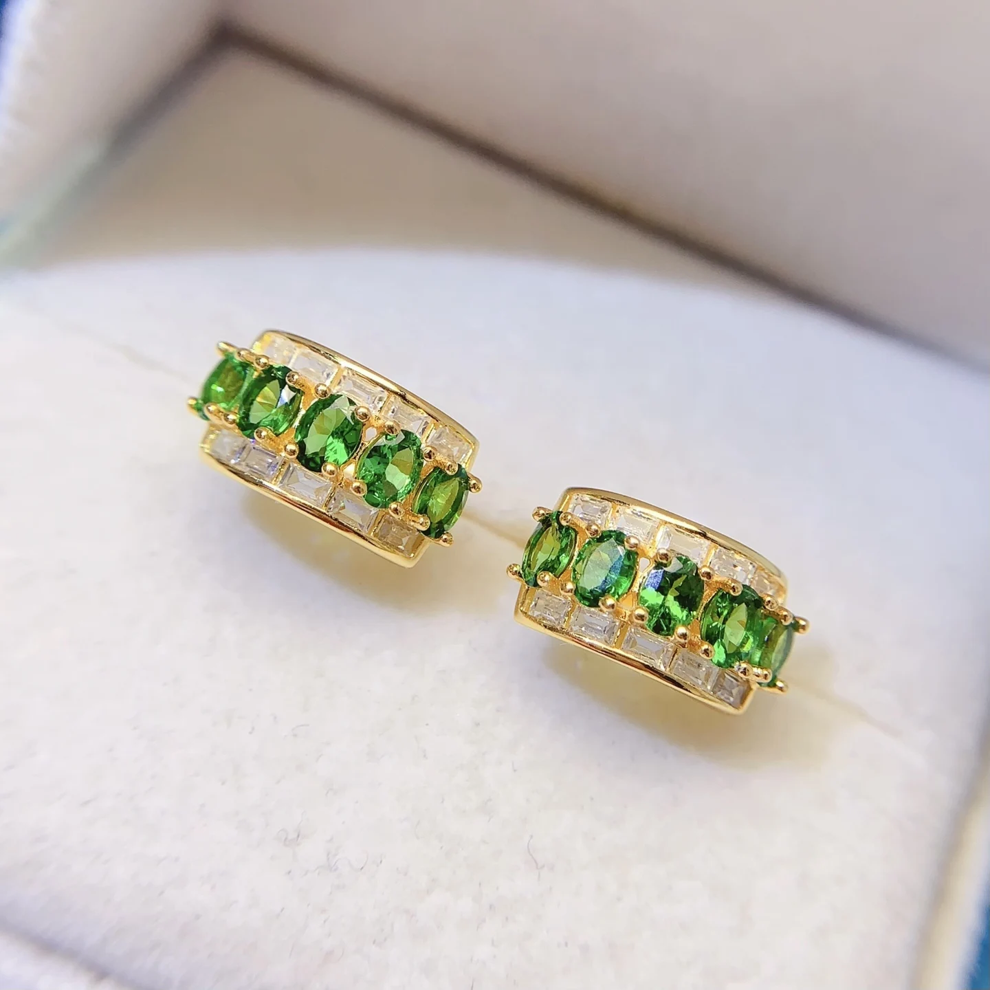 Natural Tsavorite Hoop Earrings - view 1