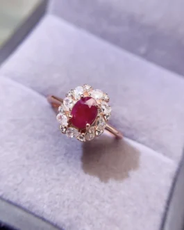 Natural Ruby Classic Halo Ring