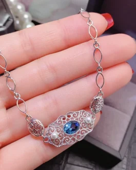 Natural Topaz Halo Bracelet