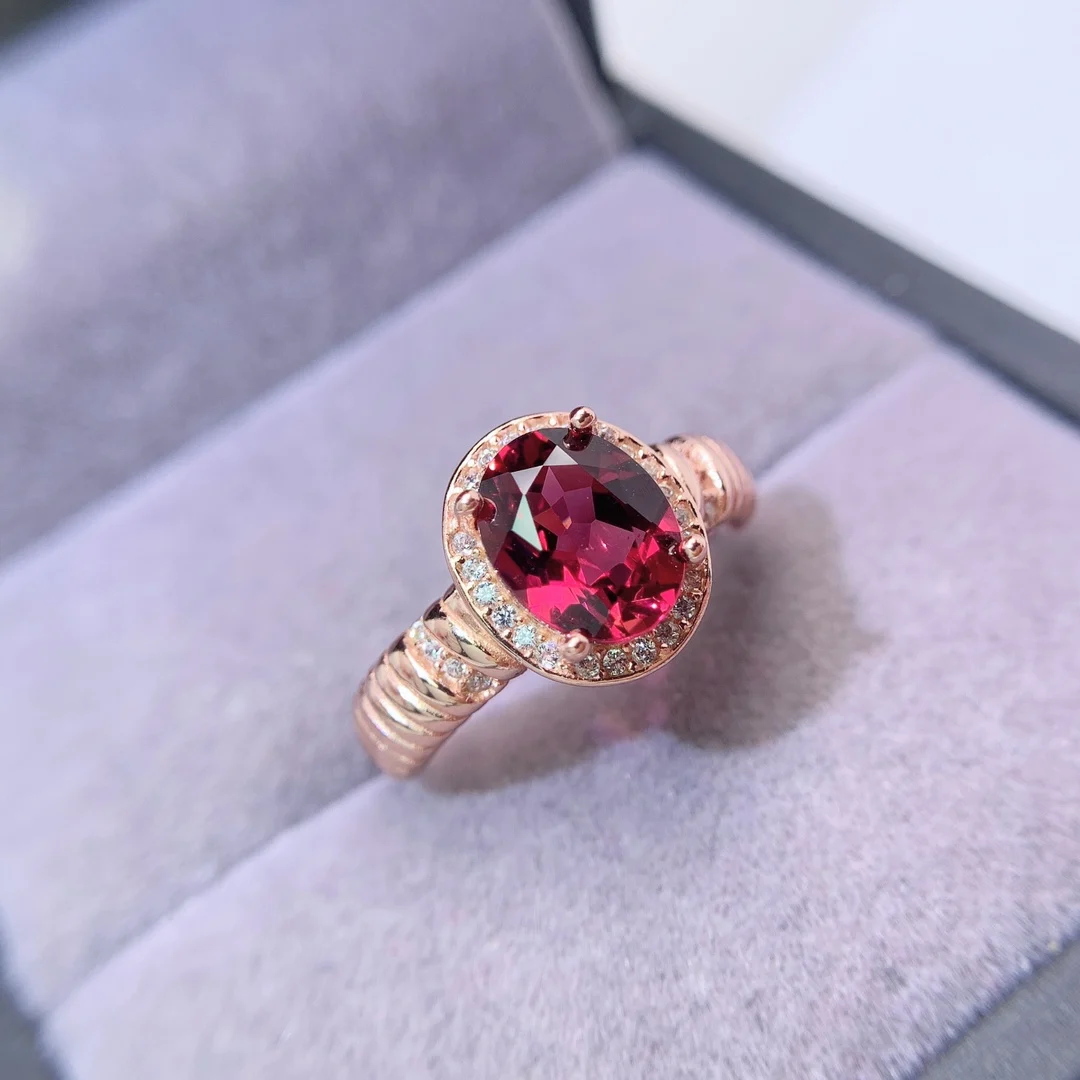 Natural Garnet Ribbed Band Ring - view 5