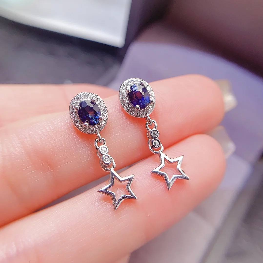 Natural Blue Sapphire Earrings - view 1