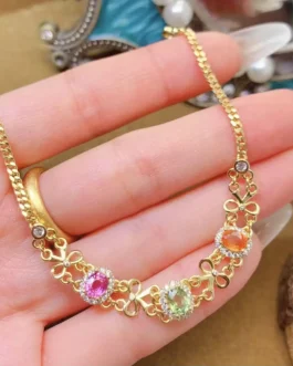 Natural Sapphire Halo Bracelet