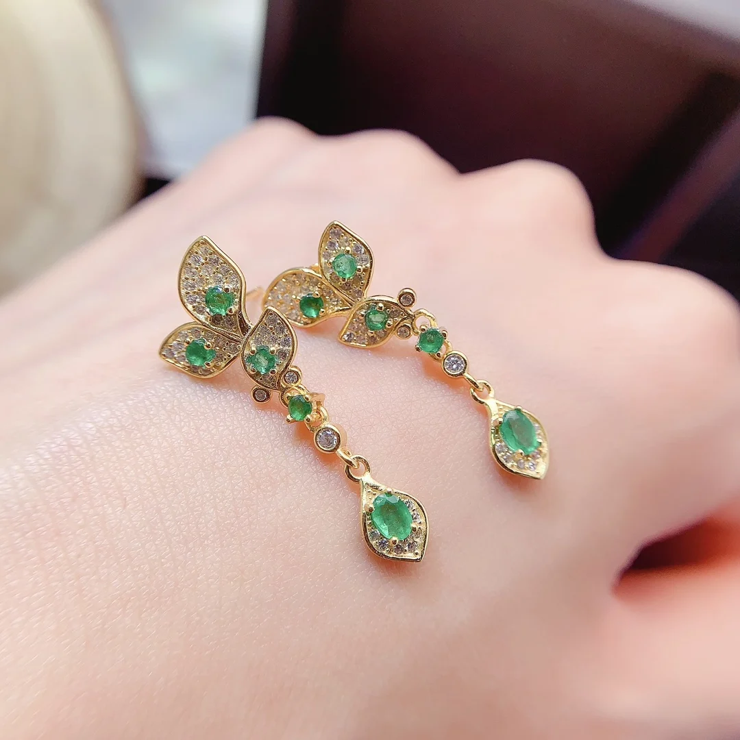 Natural Emerald Stud Earrings - view 1