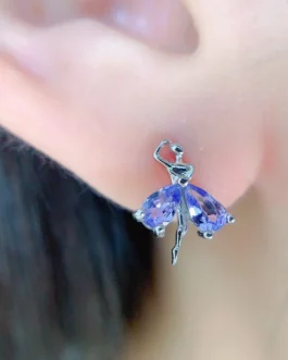 Natural Tanzanite Bow Stud Earrings