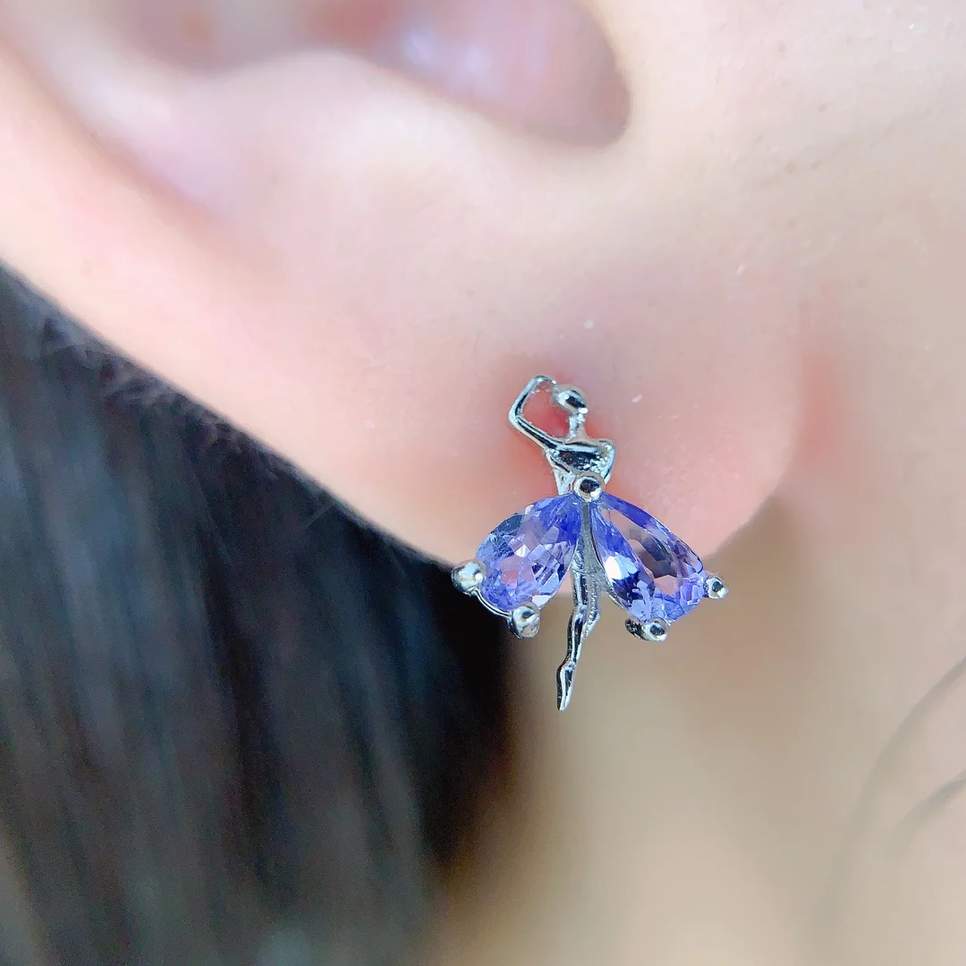 Natural Tanzanite Bow Stud Earrings - view 2