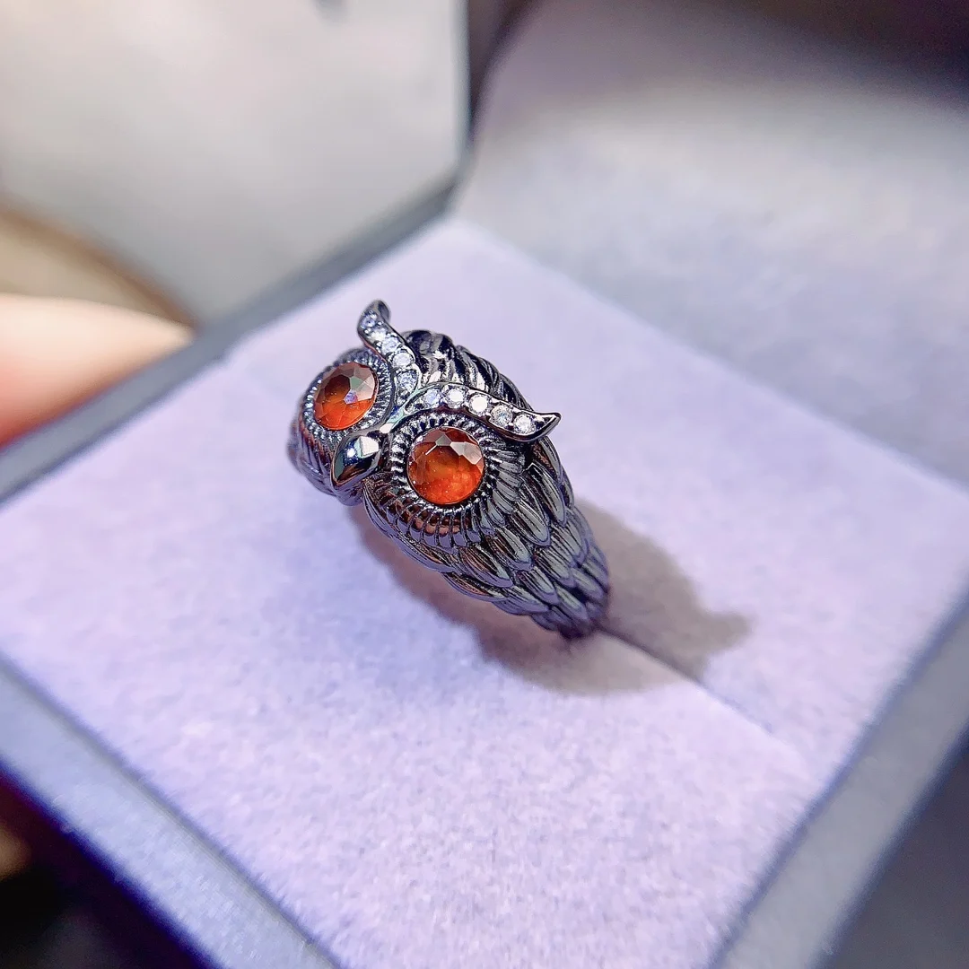 Natural Garnet Owl Ring - view 5