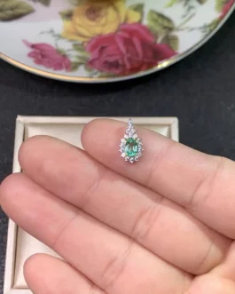 Natural Emerald Teardrop Pendant Necklace