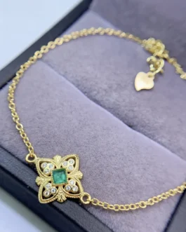 Natural Emerald Filigree Charm Bracelet