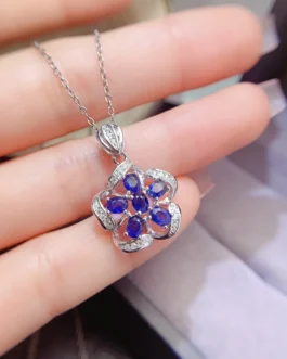 Natural Sapphire Flower Pendant