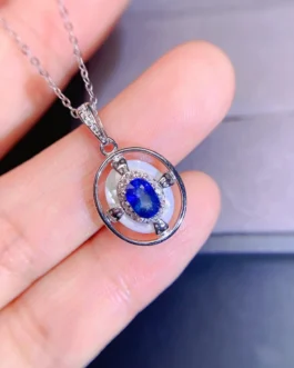 Natural Sapphire Circle Pendant