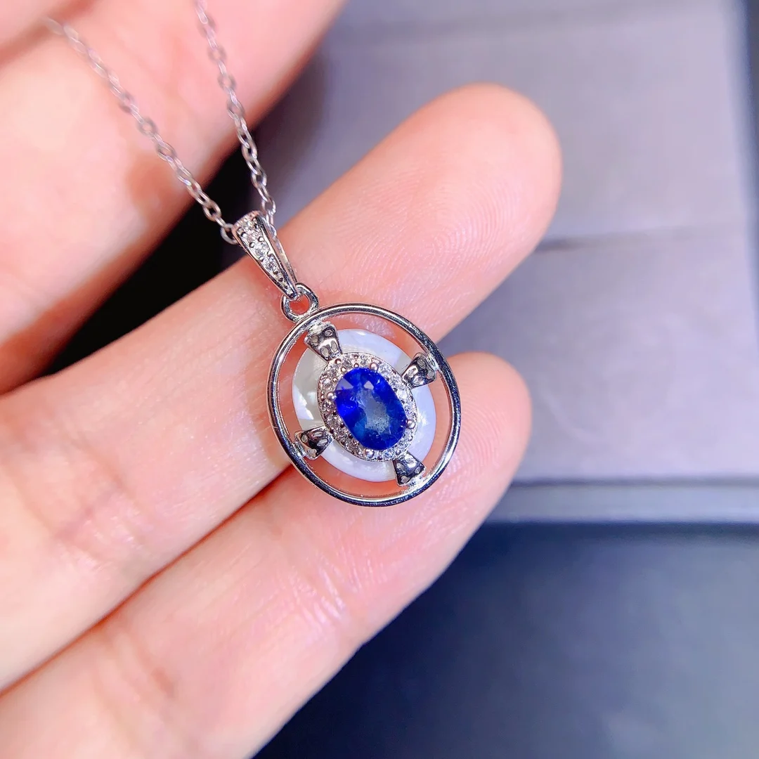 Natural Sapphire Circle Pendant - view 1