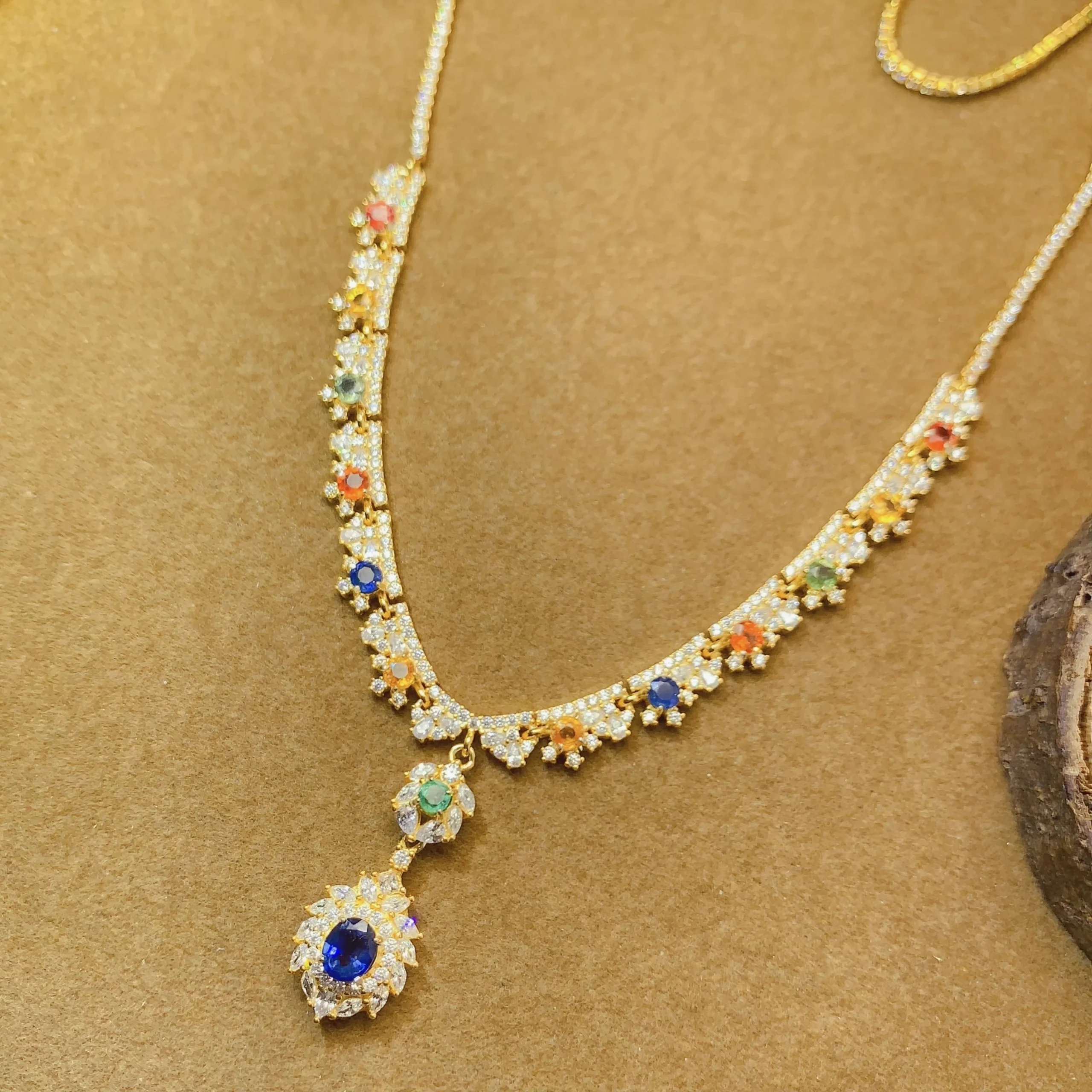 Natural Sapphire Garland Pendant Necklace - view 1