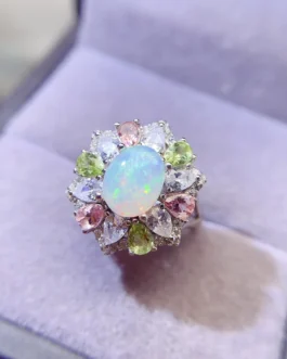 Natural Opal Double Stone Ring