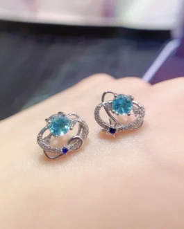 Natural Topaz Round Earrings