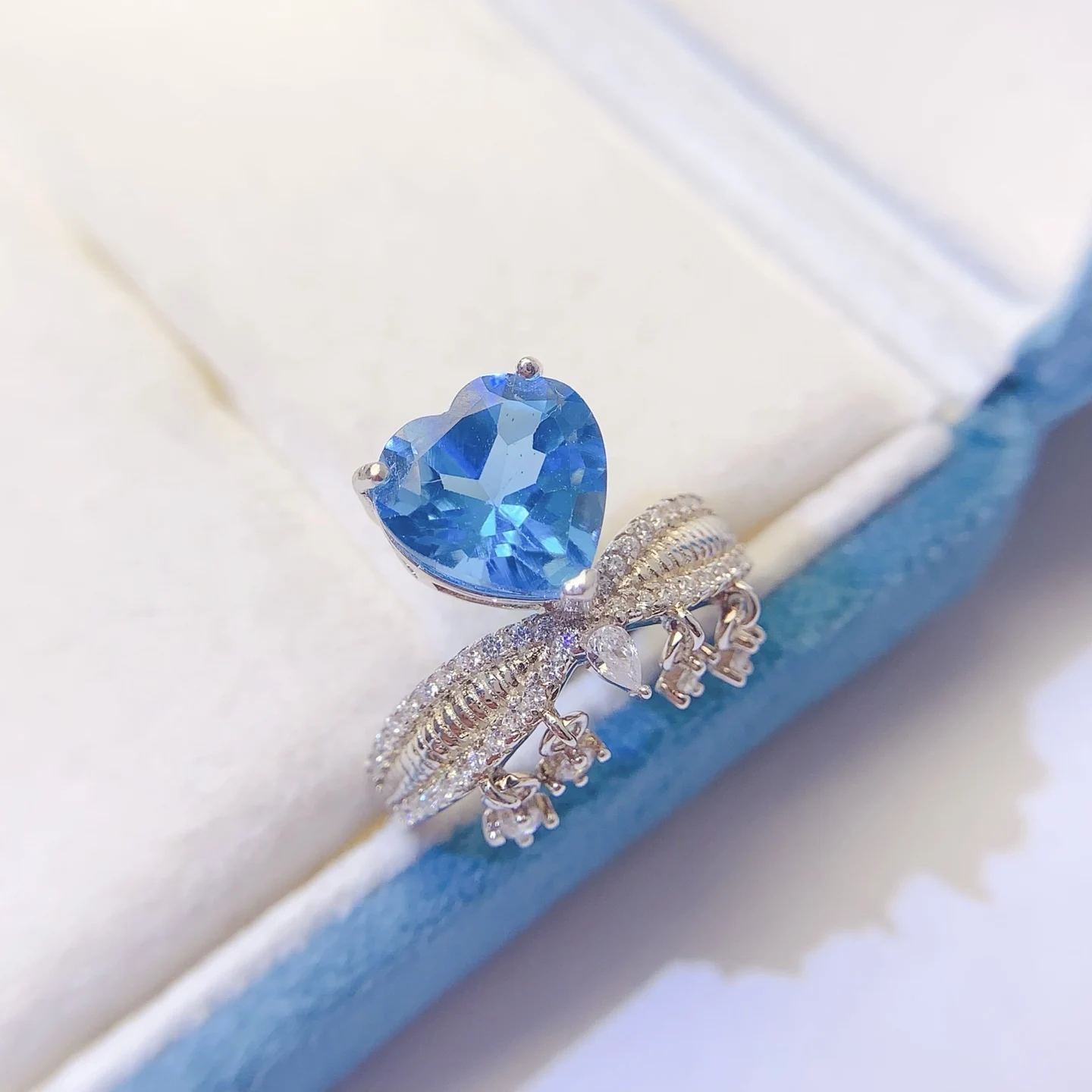 Natural Topaz Heart Bow Ring - view 3
