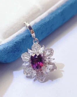 Natural Garnet Blossom Pendant Necklace