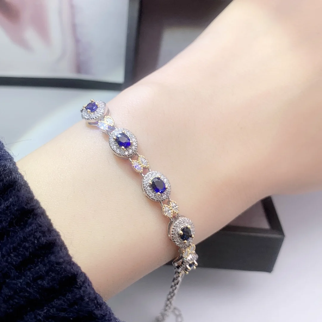 Natural Sapphire Vintage Halo Bracelet - view 5