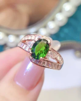 Natural Diopside Women Band Ring
