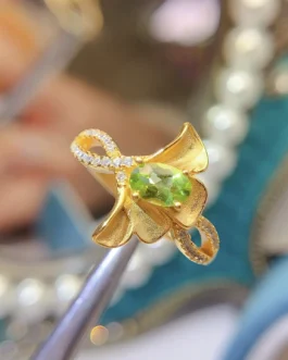 Natural Peridot Marquise Bow Ring