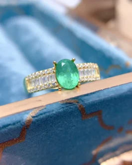 Natural Emerald Baguette Band Ring