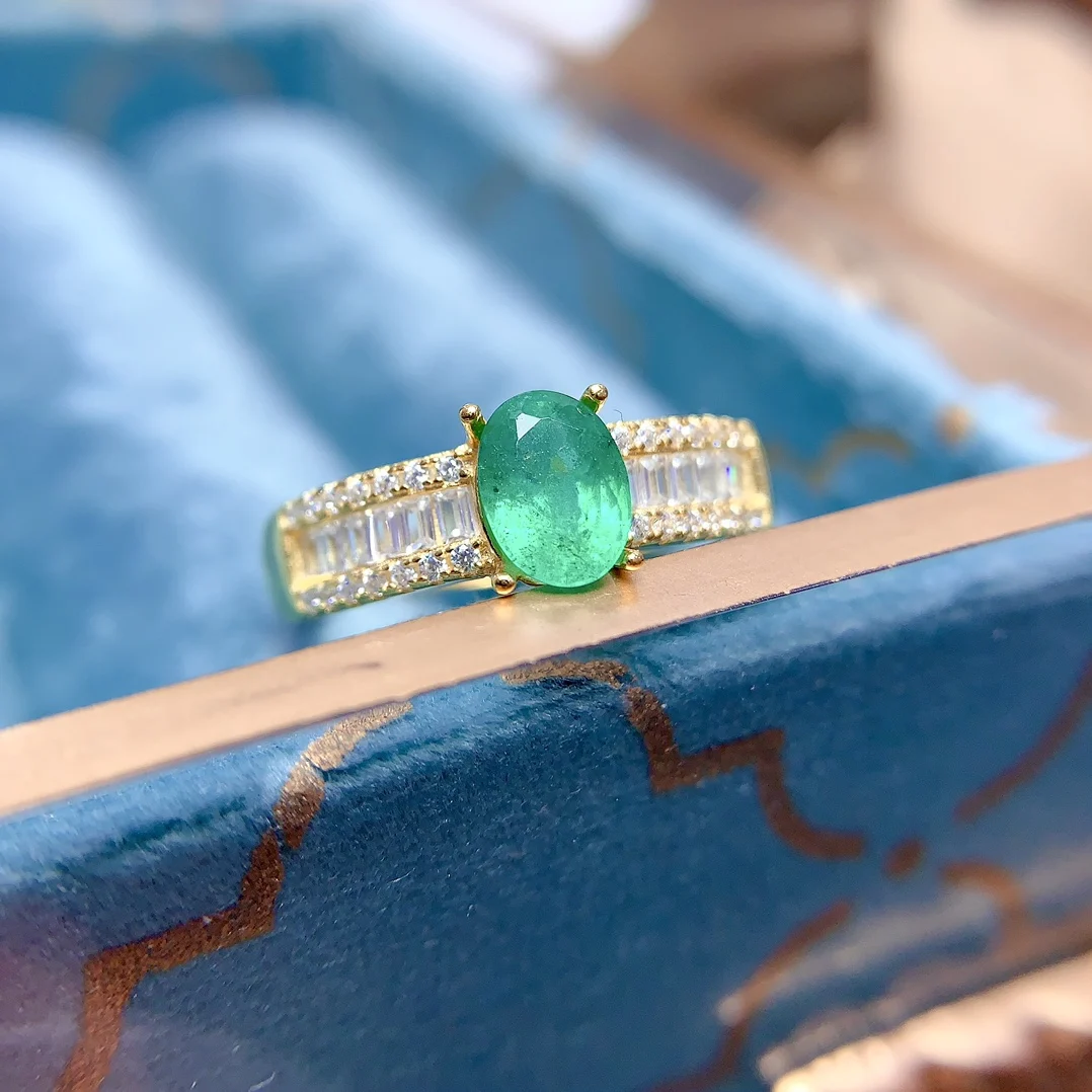 Natural Emerald Baguette Band Ring - view 1