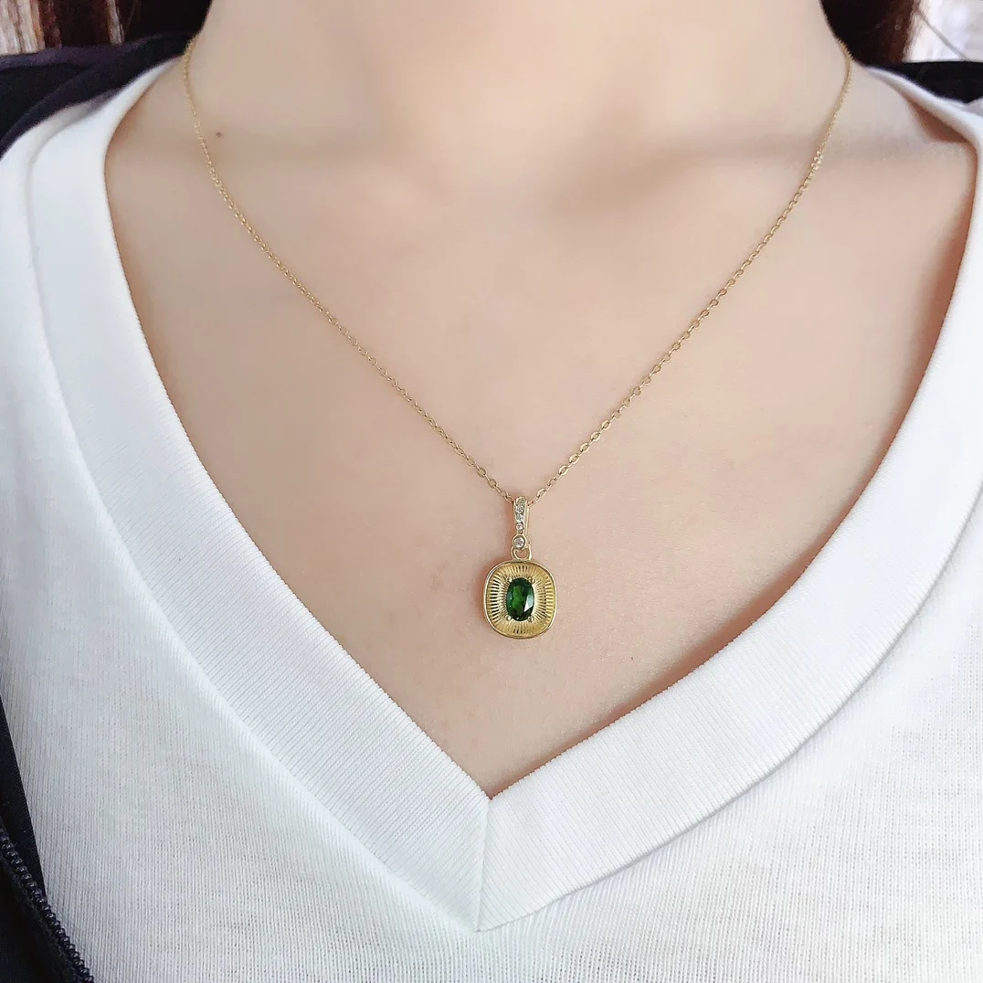 Natural Diopside Oval Pendant - view 3