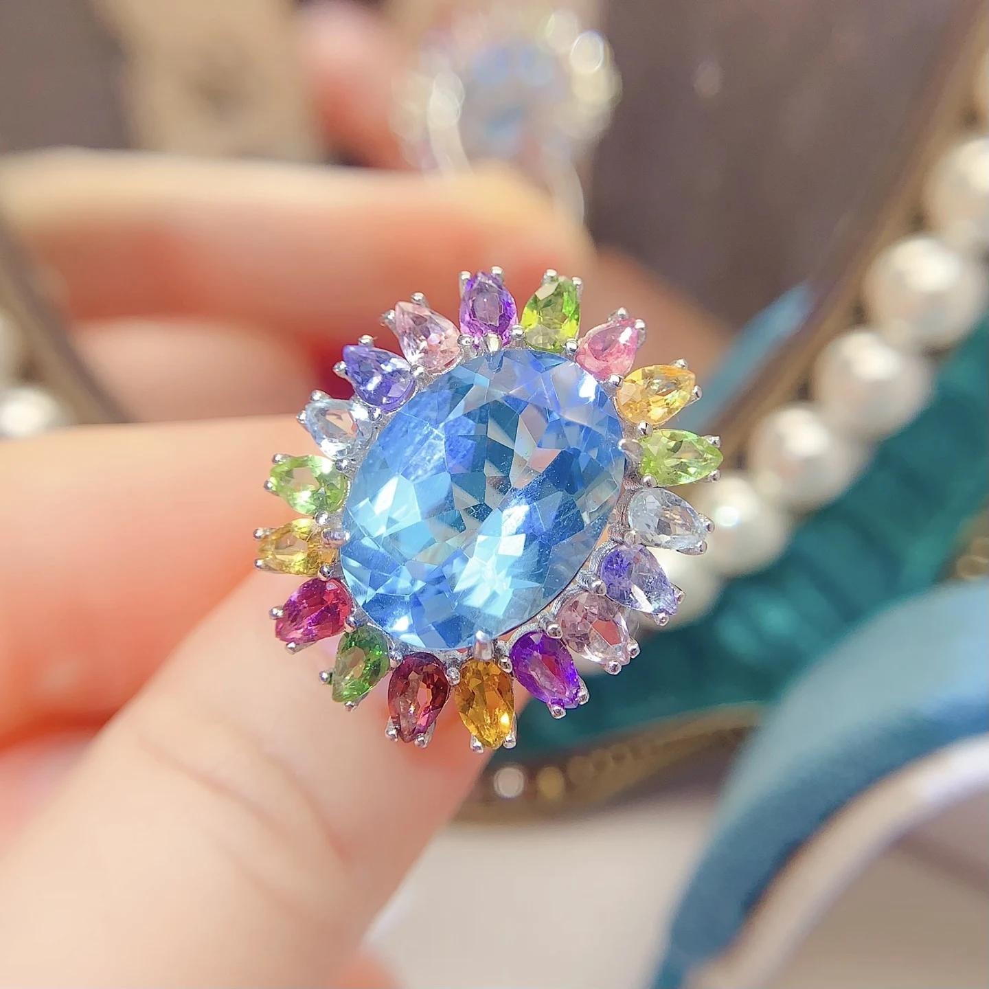 Natural Topaz Tourmaline Ring - view 2