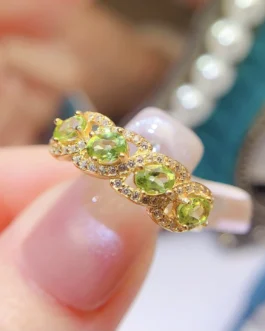 Natural Peridot Five Stone Ring
