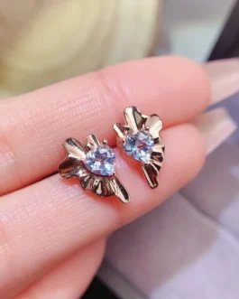 Natural Topaz Heart Stud Earrings