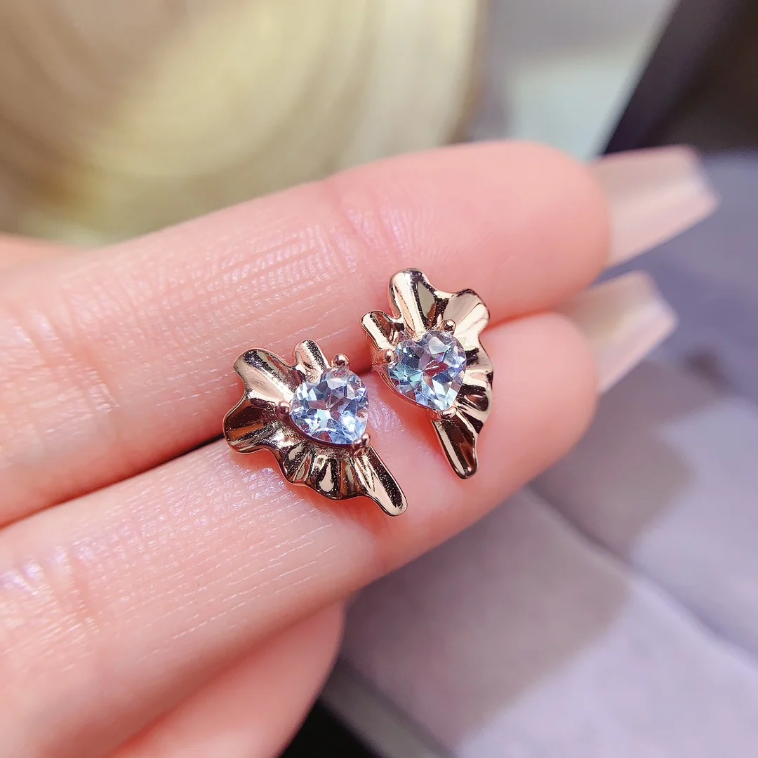 Natural Topaz Heart Stud Earrings - view 1