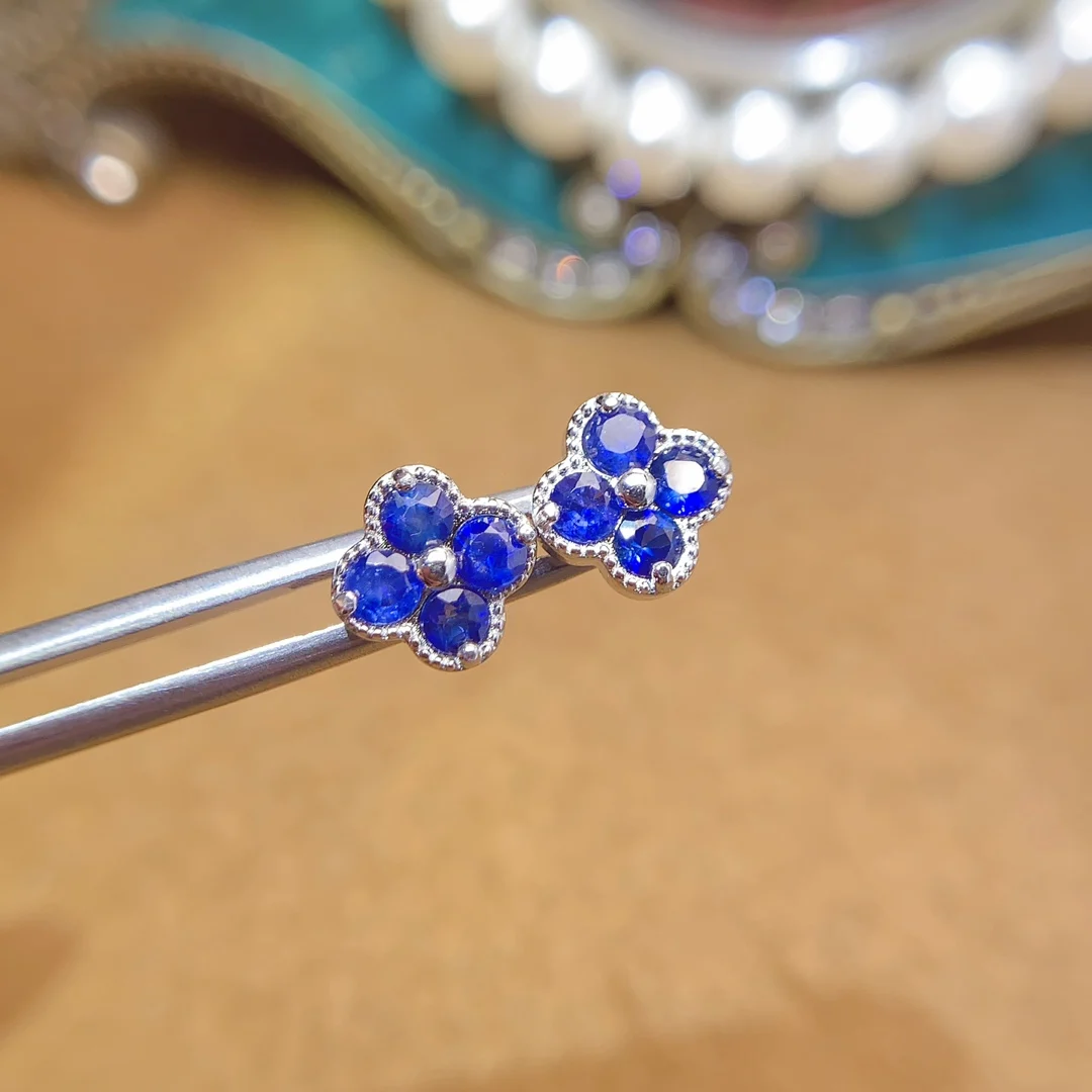 Natural Sapphire Dainty Stud Earrings - view 1