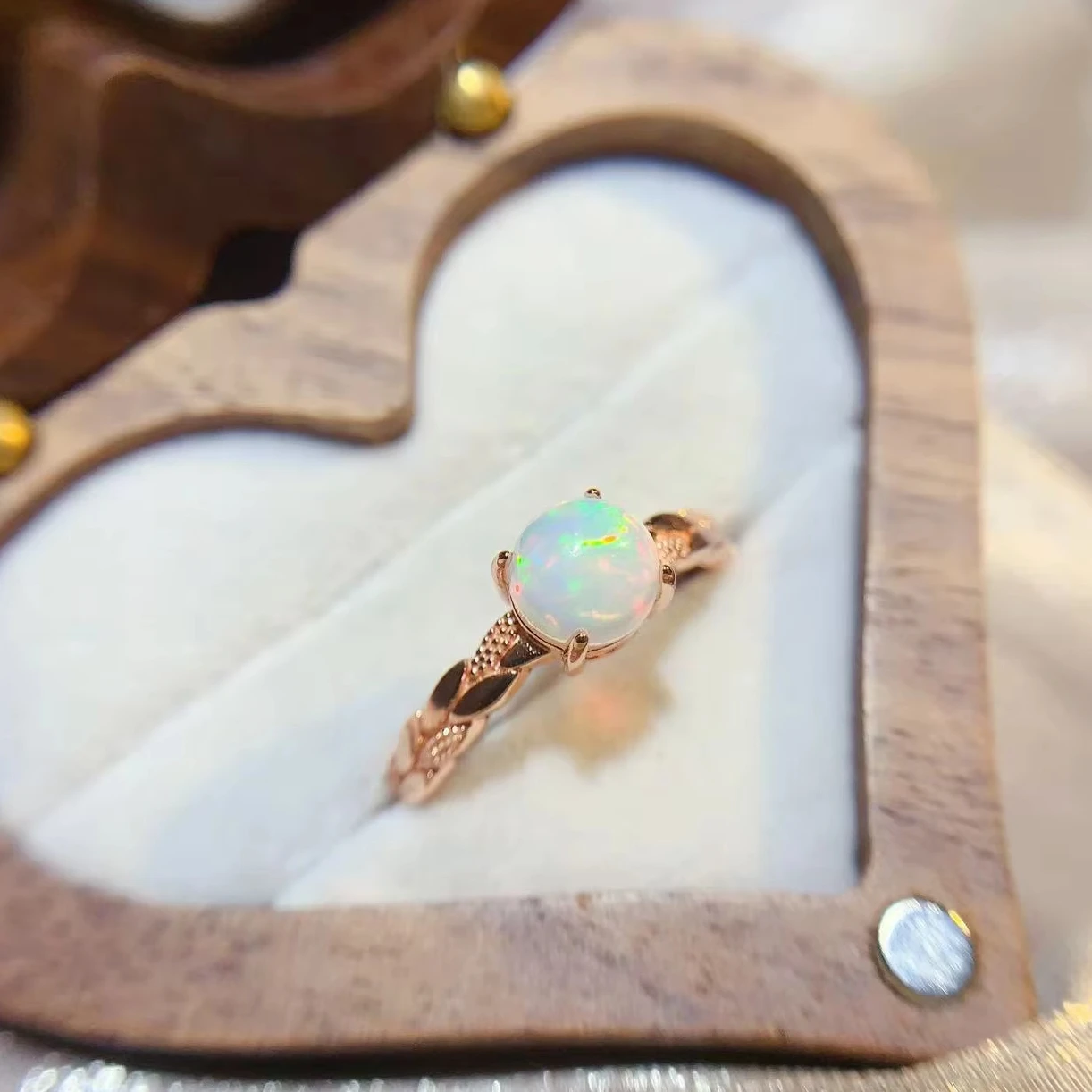 Natural Opal Round Band Ring - view 1