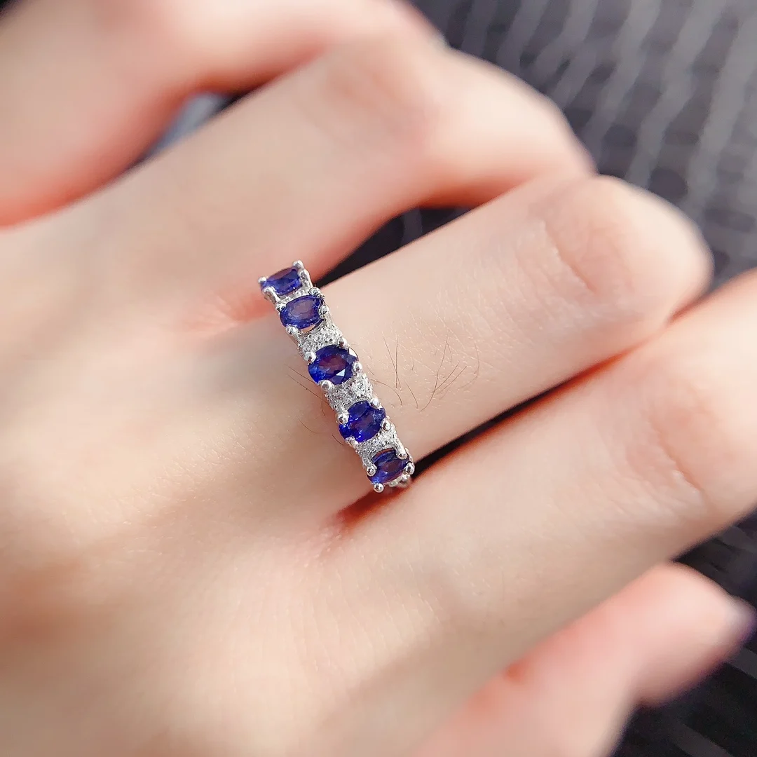Natural Sapphire Half Eternity Ring - view 3