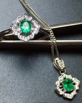 Natural Emerald Birthstone Jewelry Set