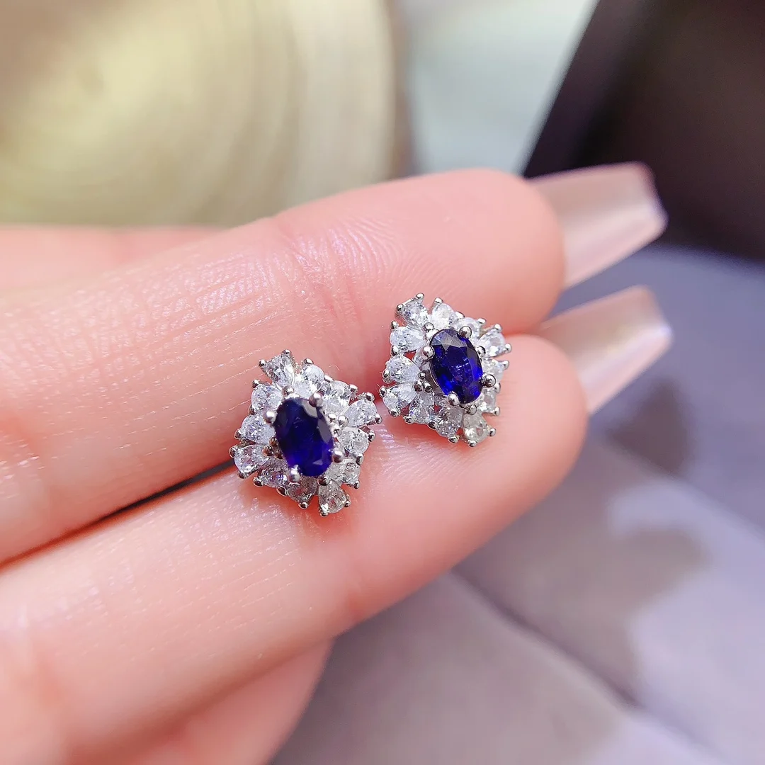 Natural Sapphire Bloom Stud Earrings - view 2