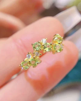 Natural Peridot Wave Row Ring