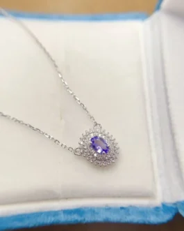 Natural Tanzanite Choker Pendant Necklace