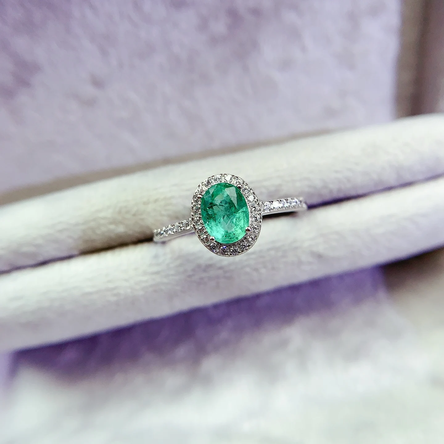 Natural Emerald Classic Pavé Ring - view 4