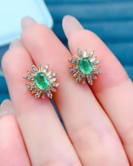 Natural Emerald Aura Earrings