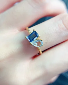 Natural Topaz Two Stone Ring