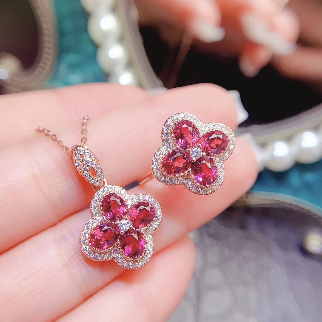 Natural Garnet Vintage Jewelry Set - view 1