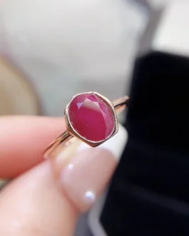 Natural Ruby Bezel Solitaire Ring