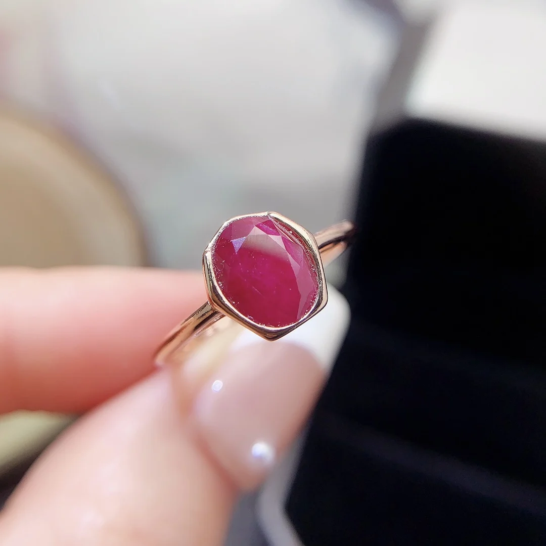 Natural Ruby Bezel Solitaire Ring - view 1