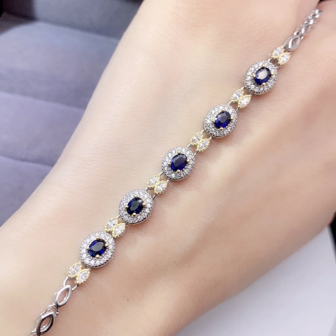 Natural Sapphire Vintage Halo Bracelet - view 3