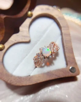 Natural Opal Round Solitaire Ring