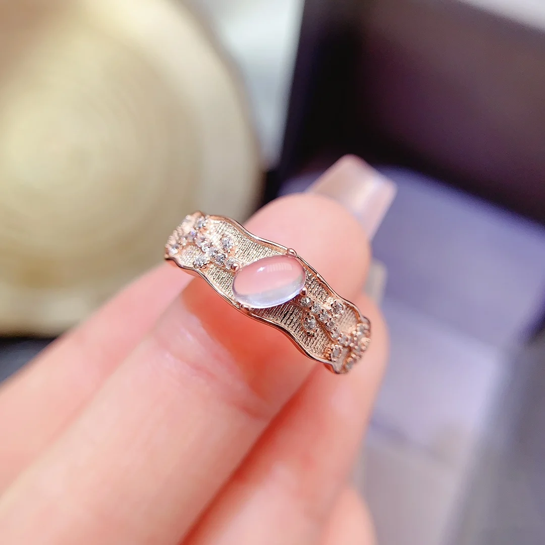 Natural Rose Quartz Wedding Ring - view 4