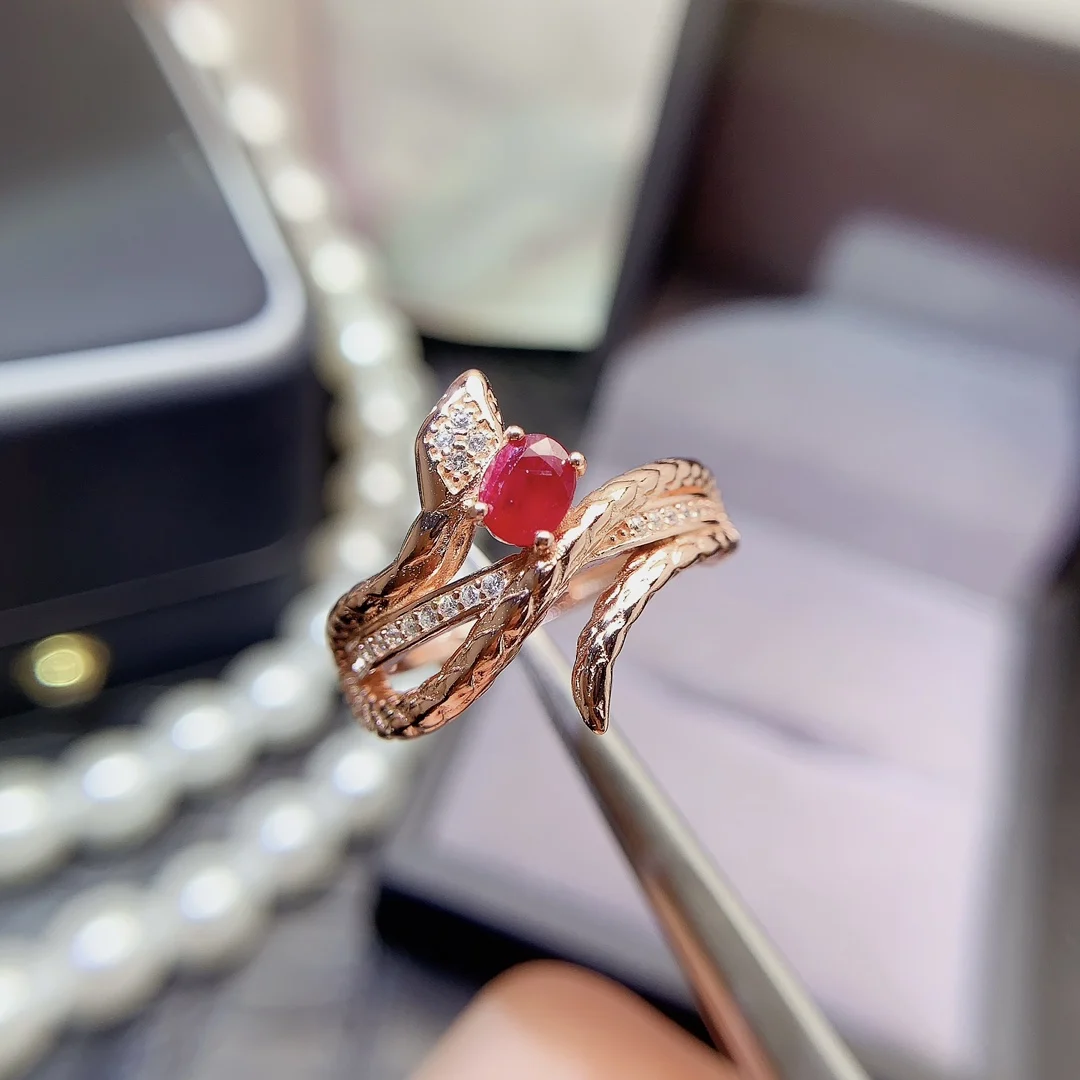 Natural Ruby Snake Ring - view 1