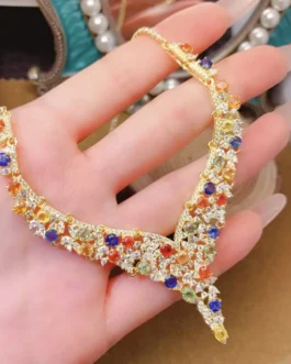 Natural Sapphire Bib Pendant Necklace