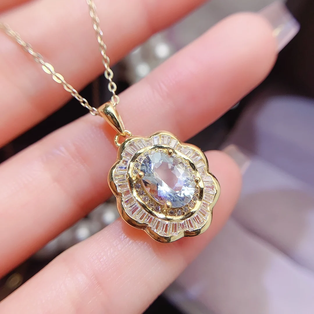 Natural Aquamarine Medallion Pendant - view 1