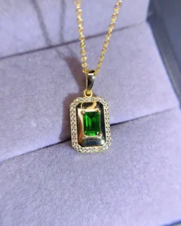 Natural Diopside Baguette Pendant